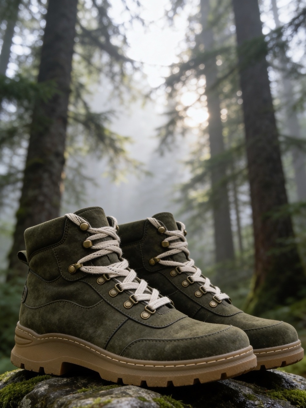 Nautica Galiah women's lace-up hiking boots in olive green size 7.5